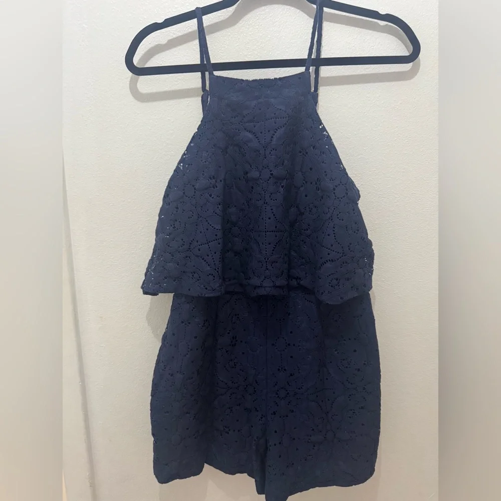 Lilly Pulitzer Midnight Blue Lace Romper - Picture 3 of 9